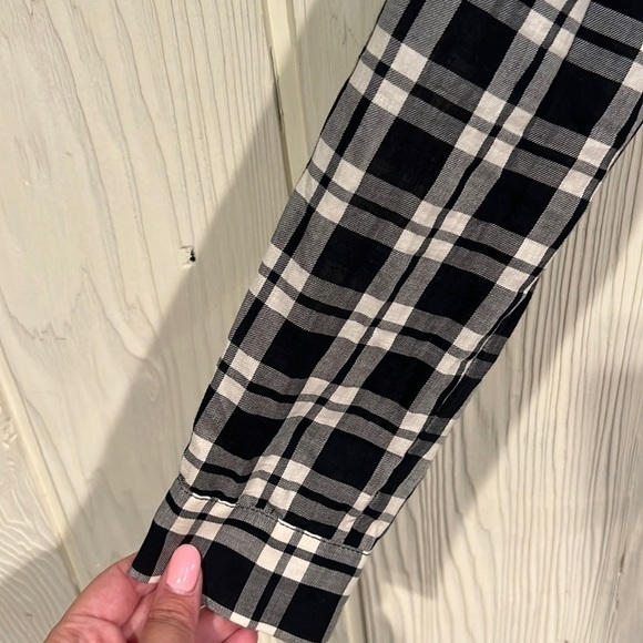 MADEWELL Arion Black and White Plaid Wrap Front Shirt, Size XS - Picture 4 of 10